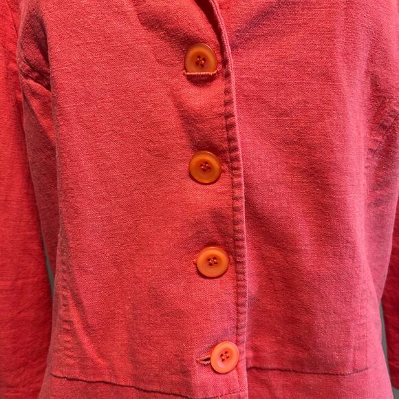 Miss Dorby VTG Blazer Bolero Jacket No Size Tag Orange Buttons Collar 3/4 Sleeve - Picture 3 of 10